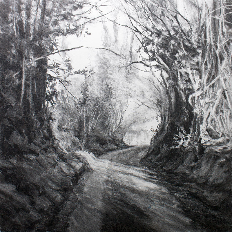 Charcoal sketch of Mayhill Lane, Upper Swanmore
